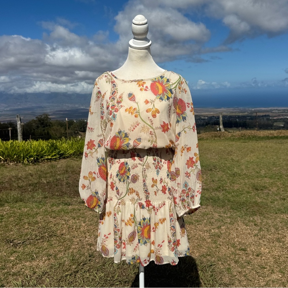 NWT Lovestitch Clove Mini Dress Bohemian Chiffon Wedding Guest Romantic Medium